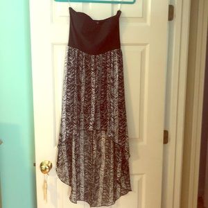 High low black and white dress
